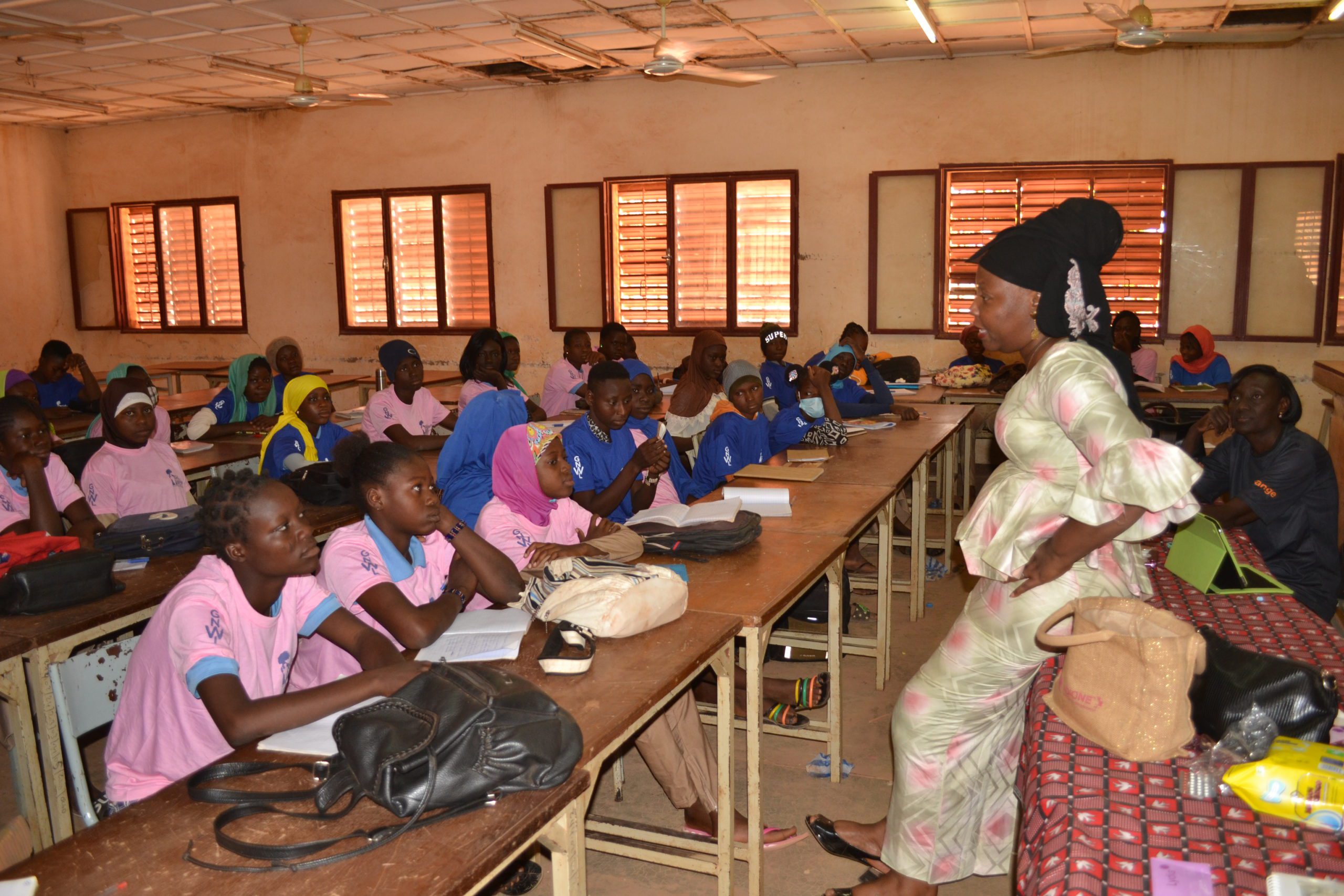 Menstrual Health Training Program volunteer Sakande Koanda Sonata at our menstrual education workshop in Burkina Faso, West Africa.