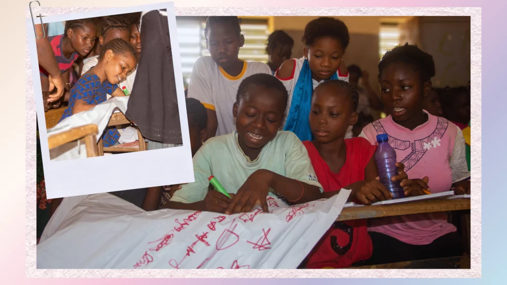 School girls working on a project